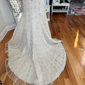 Maggie Sotoro Wedding Gown Size 10 Ivory with pearls and silver beading